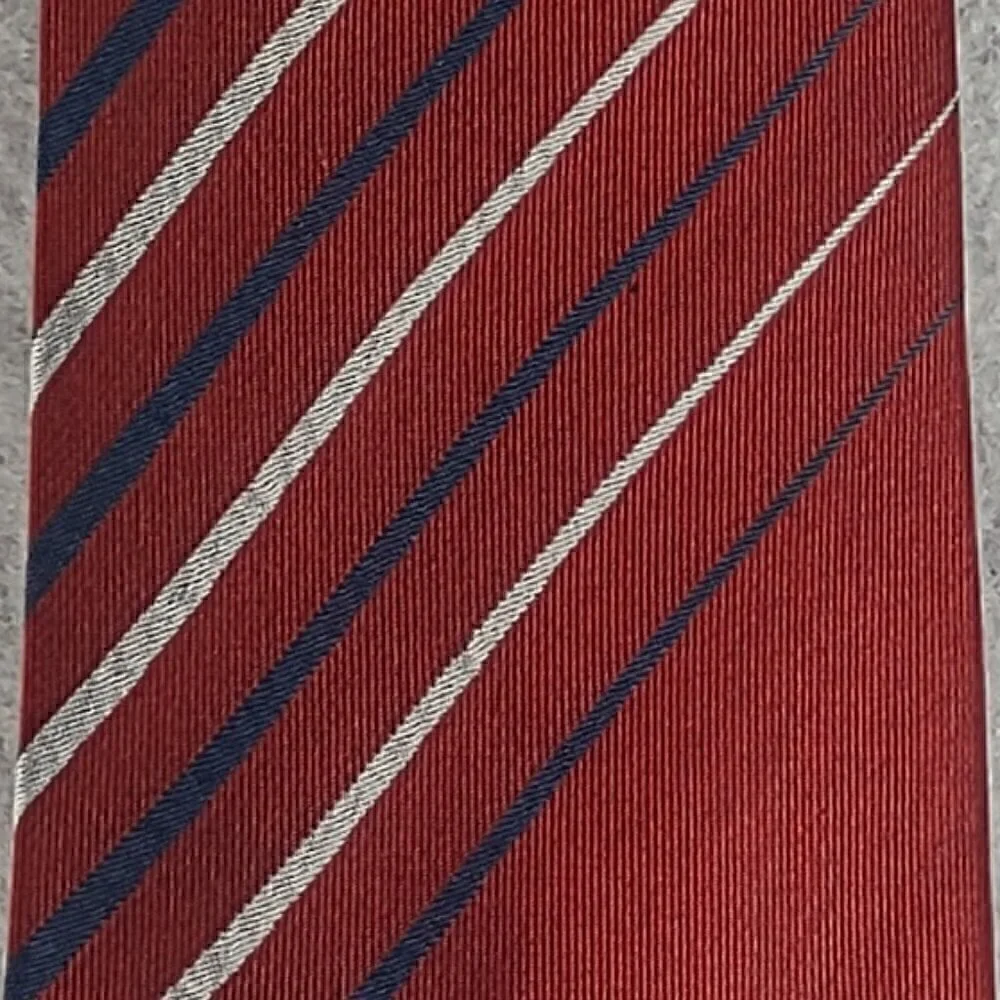 PGA Tour Men's Red, Blue, Silver Striped 100% Silk Necktie